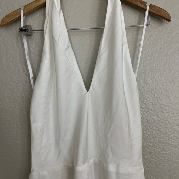 Classy White Satin Halter Wide-Leg Jumpsuit Medium - Picture 4 of 7